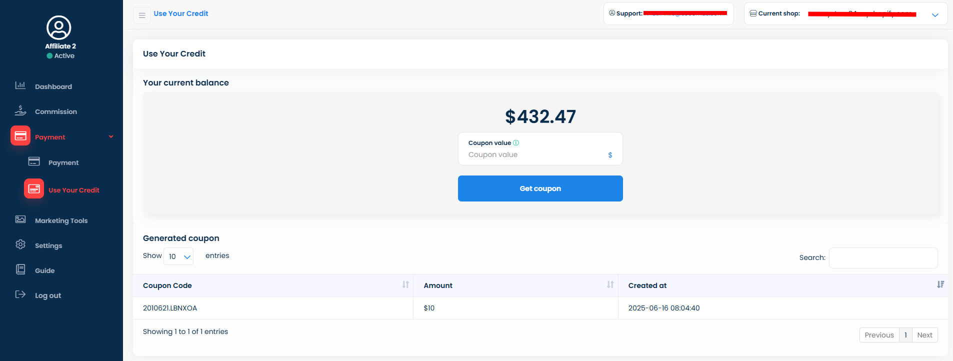 use store credit